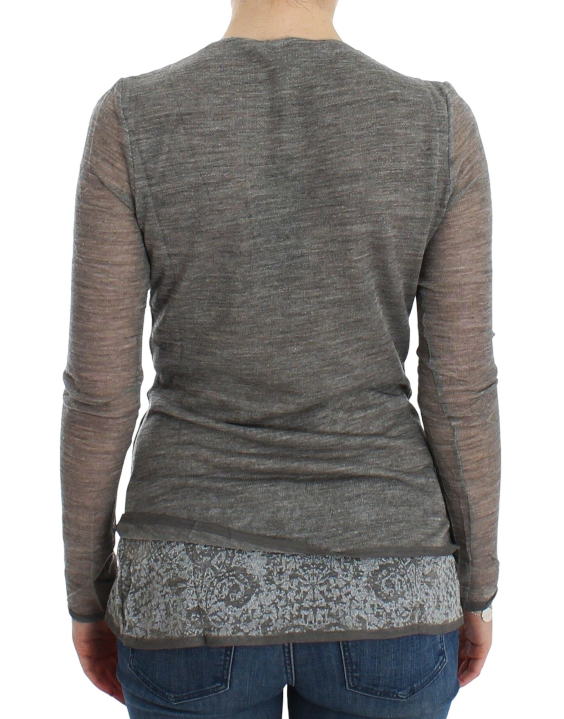 Ermanno Scervino Gray Wool Blend Stretch Long Sleeve Sweater - Whispers Of Wisdom Clothing