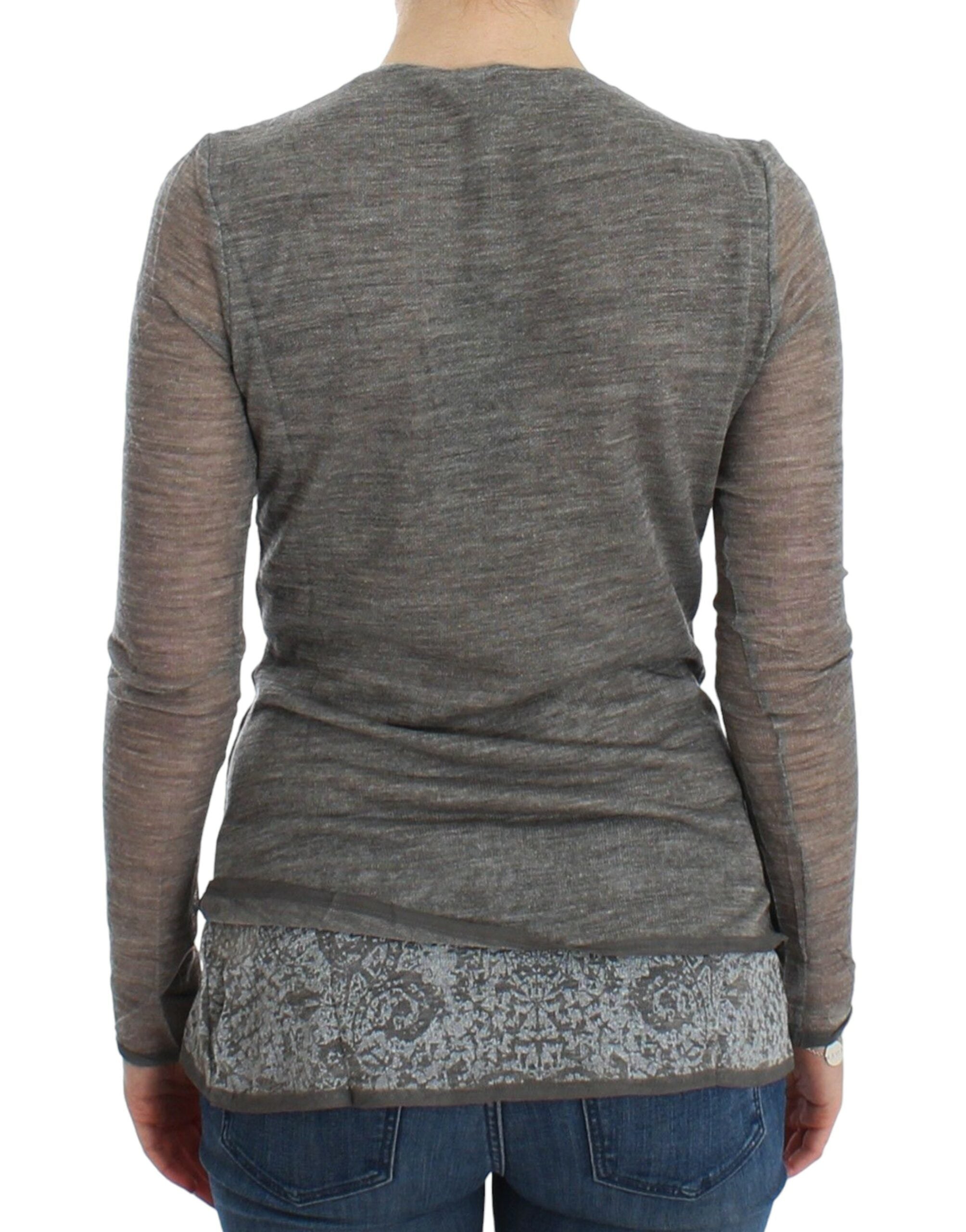 Ermanno Scervino Gray Wool Blend Stretch Long Sleeve Sweater - Whispers Of Wisdom Clothing