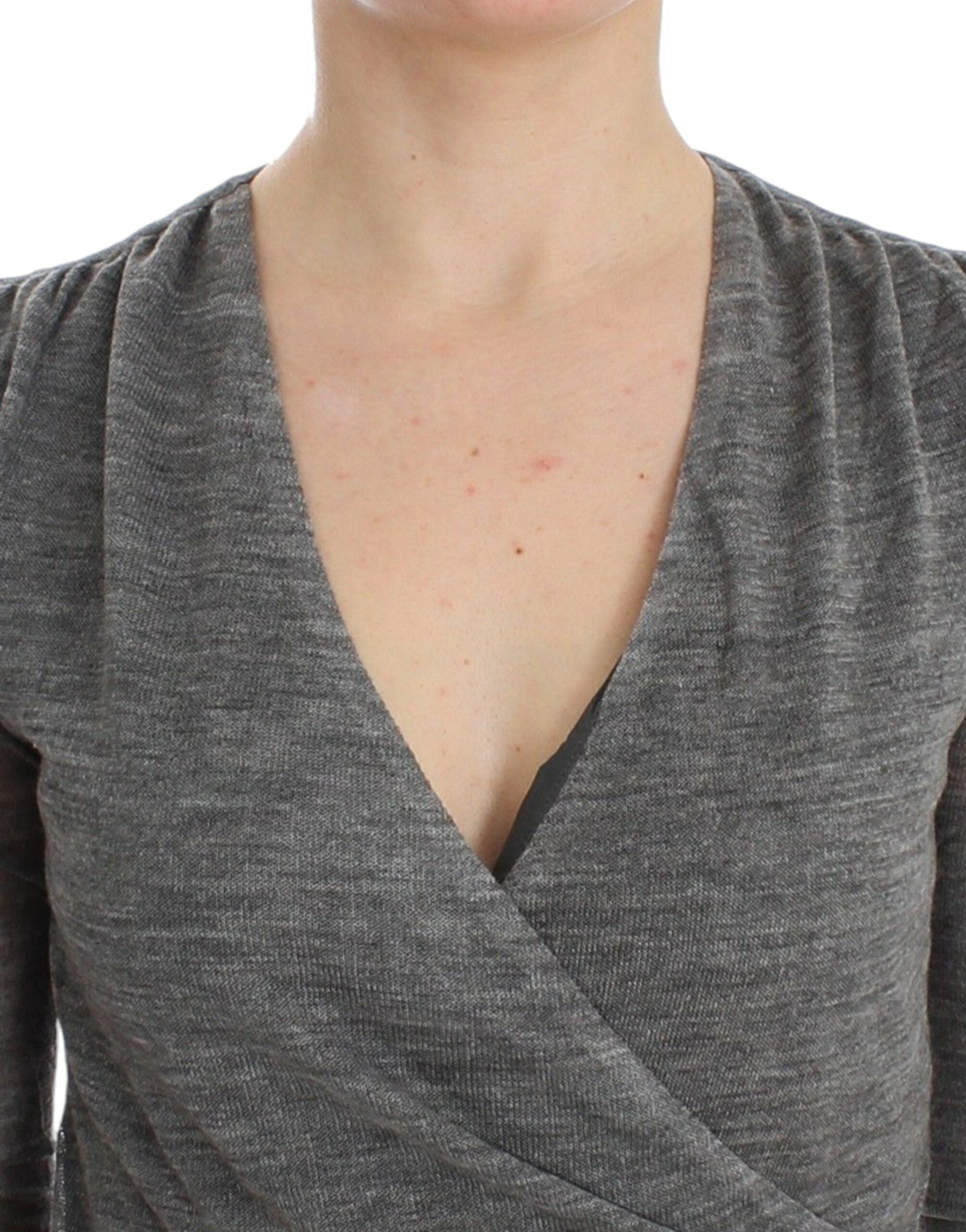 Ermanno Scervino Gray Wool Blend Stretch Long Sleeve Sweater - Whispers Of Wisdom Clothing
