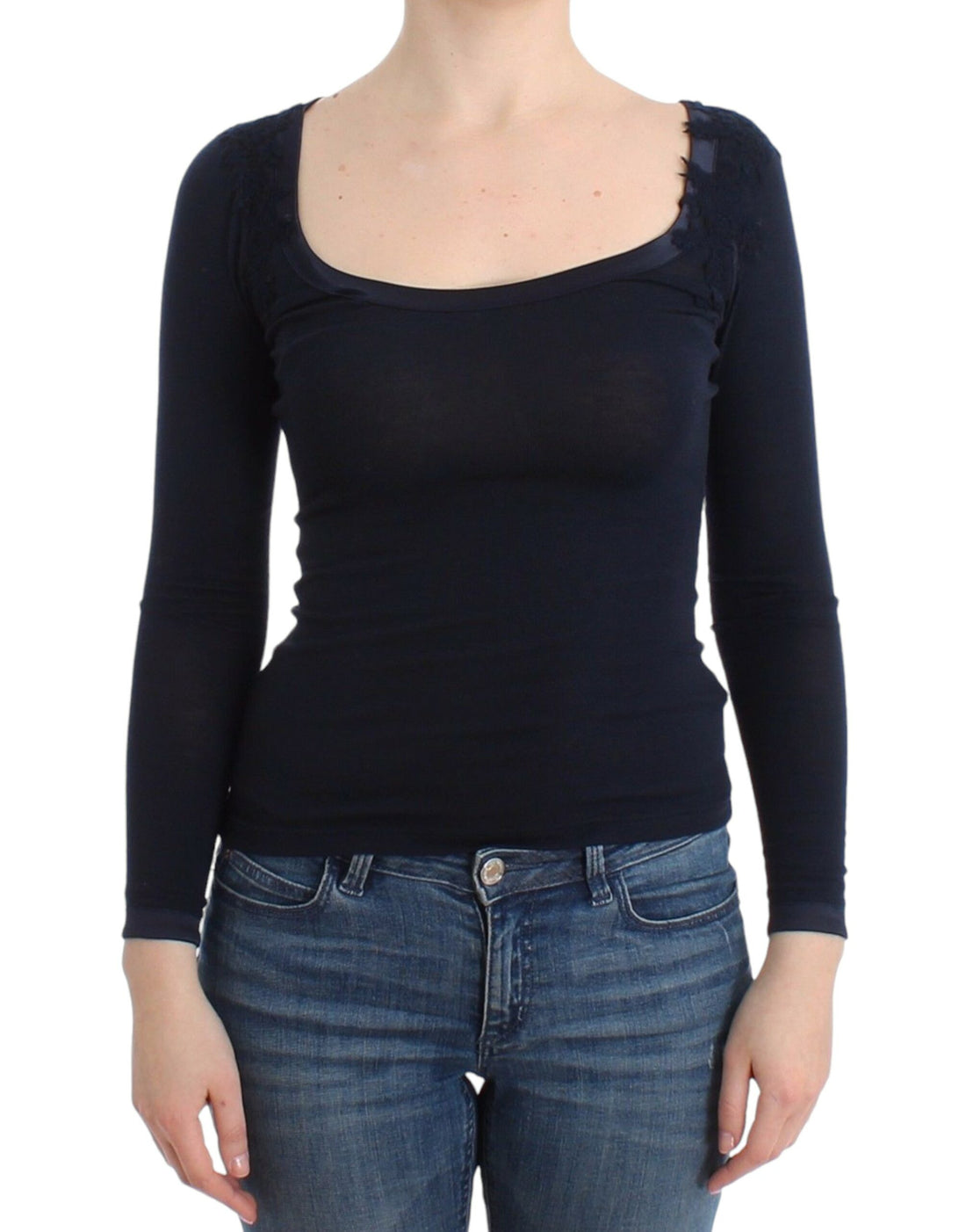 Ermanno Scervino Lingerie Blue Top Blouse Jumper Lace Rayon - Whispers Of Wisdom Clothing