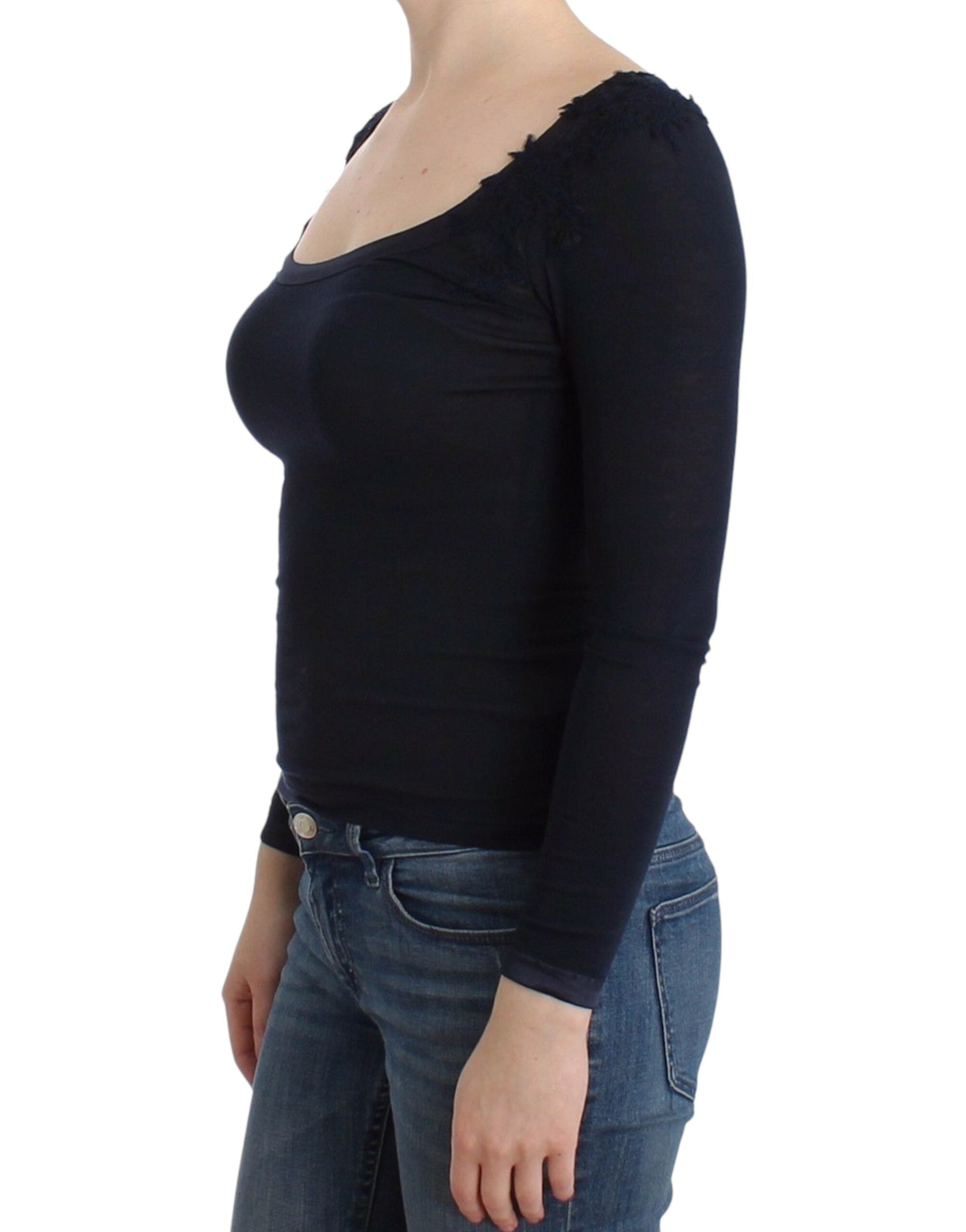 Ermanno Scervino Lingerie Blue Top Blouse Jumper Lace Rayon - Whispers Of Wisdom Clothing