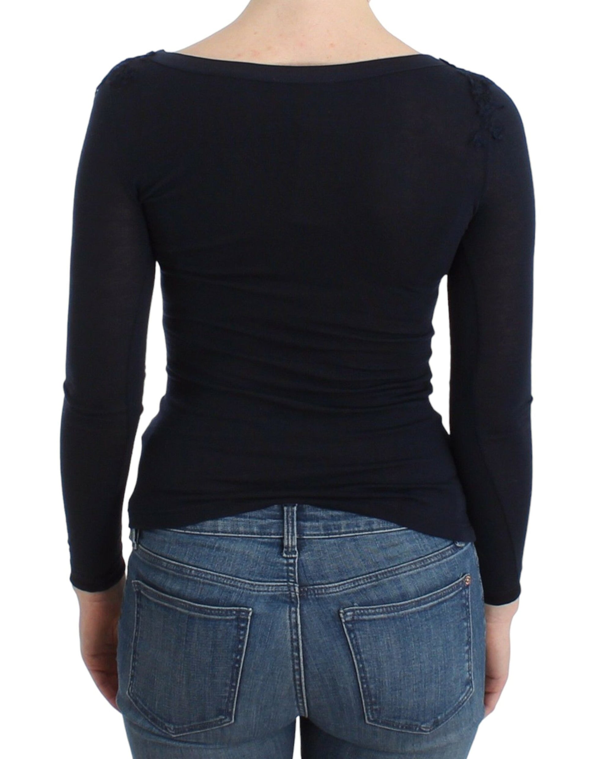Ermanno Scervino Lingerie Blue Top Blouse Jumper Lace Rayon - Whispers Of Wisdom Clothing