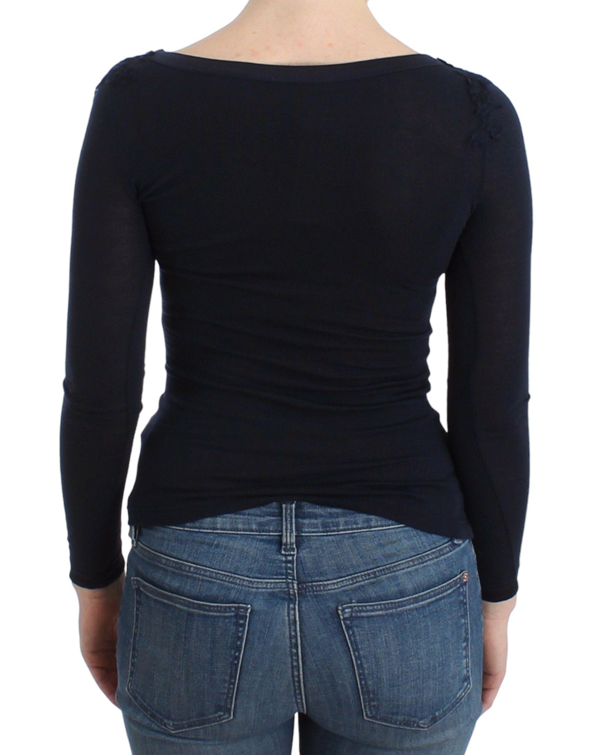 Ermanno Scervino Lingerie Blue Top Blouse Jumper Lace Rayon - Whispers Of Wisdom Clothing