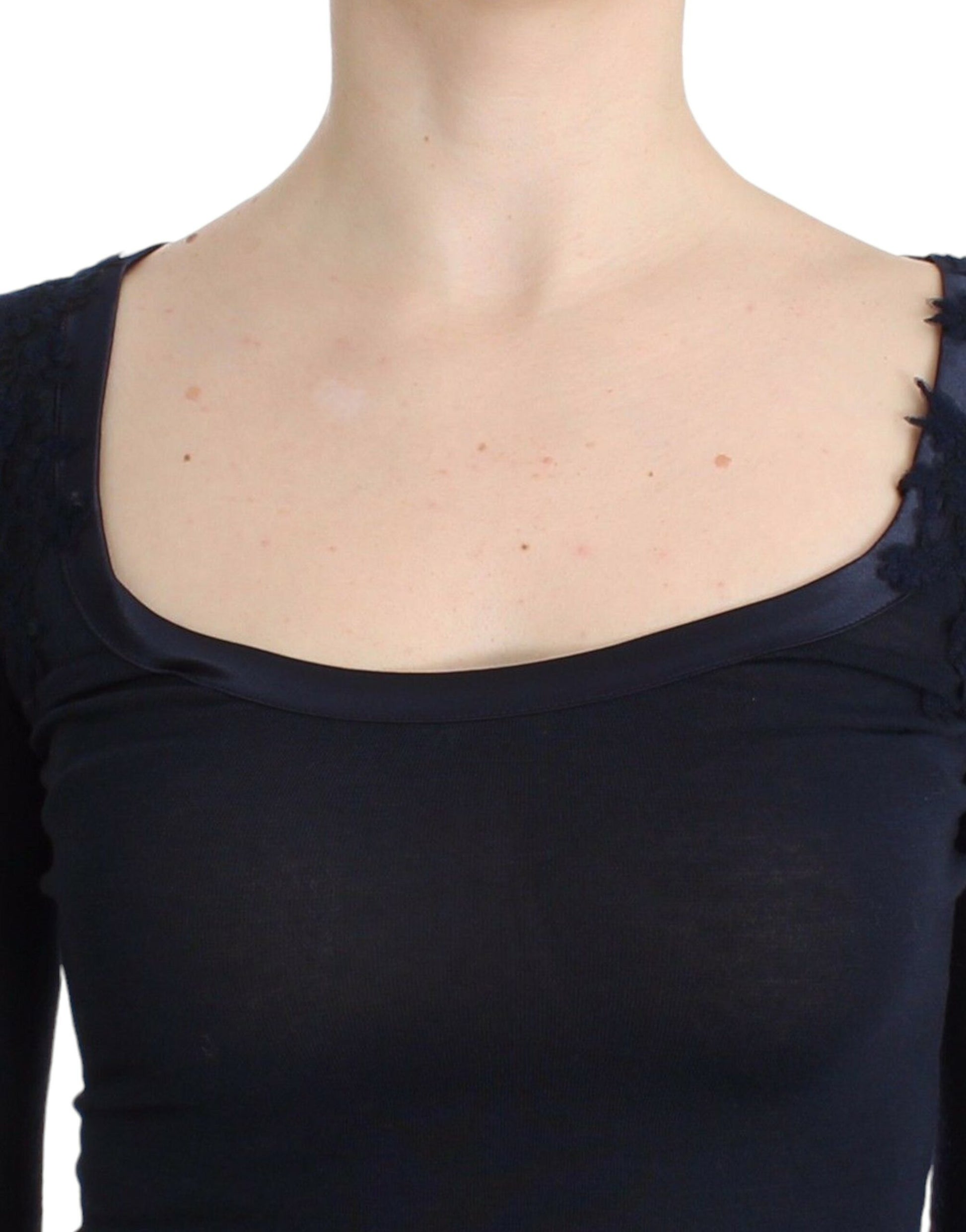 Ermanno Scervino Lingerie Blue Top Blouse Jumper Lace Rayon - Whispers Of Wisdom Clothing