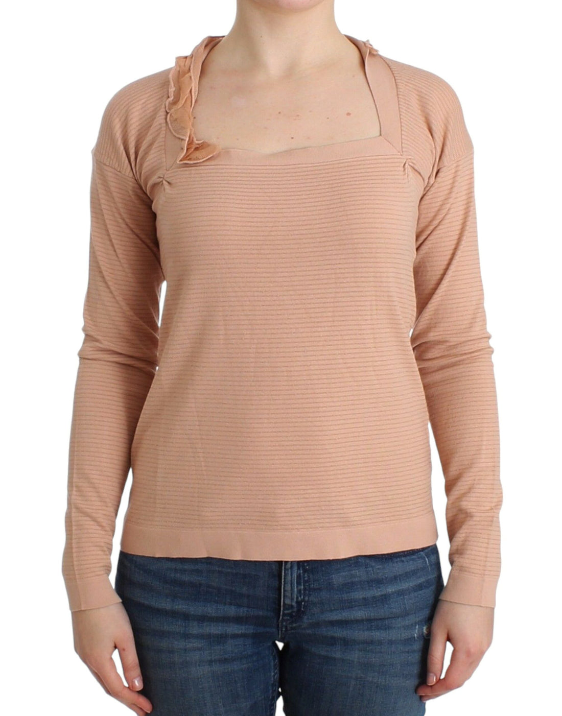 Ermanno Scervino Orange Wool Blend Striped Long Sleeve Top - Whispers Of Wisdom Clothing
