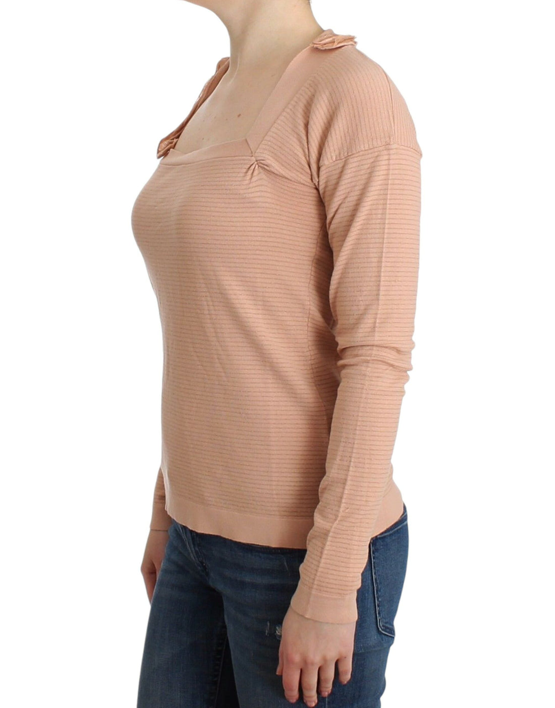 Ermanno Scervino Orange Wool Blend Striped Long Sleeve Top - Whispers Of Wisdom Clothing