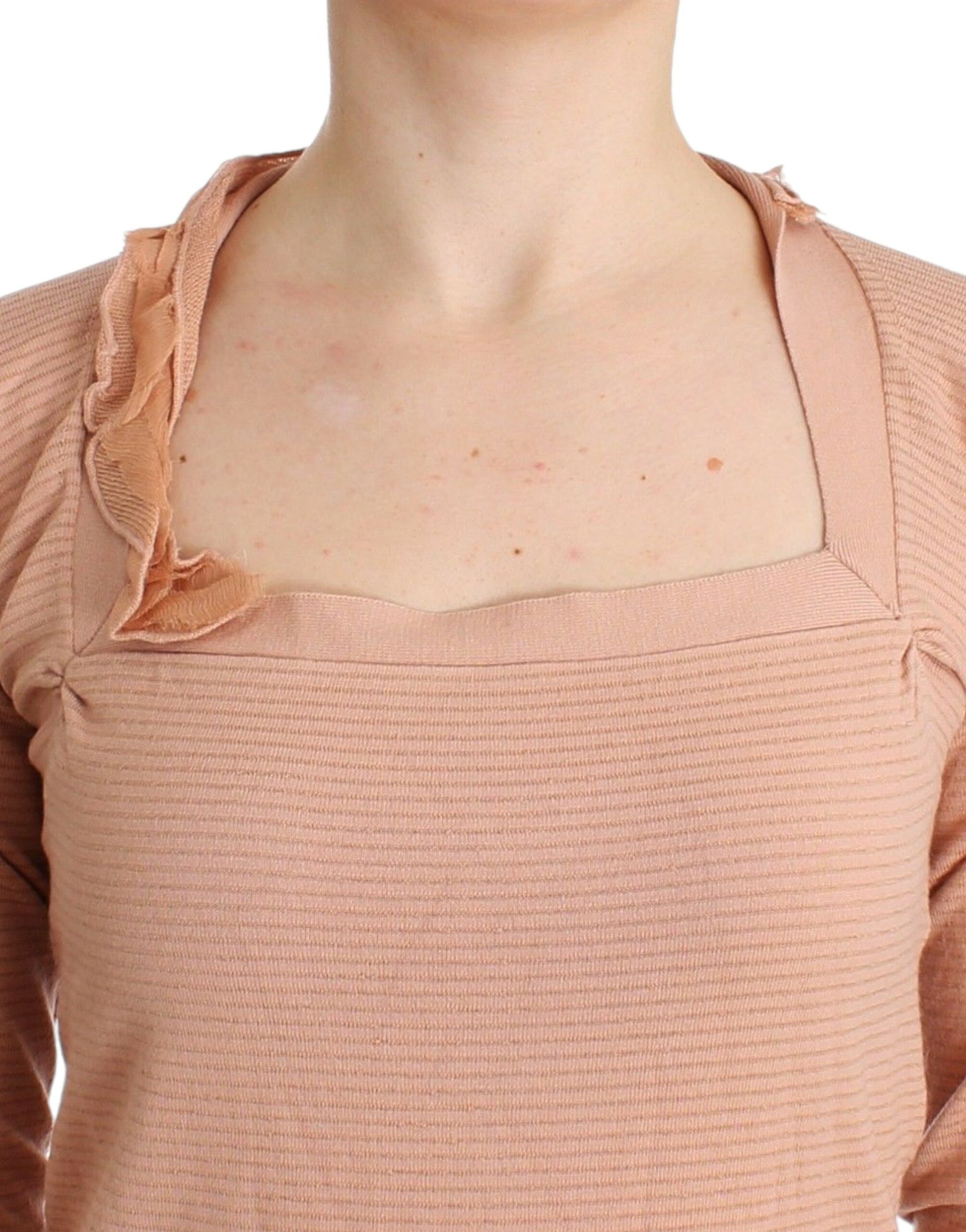 Ermanno Scervino Orange Wool Blend Striped Long Sleeve Top - Whispers Of Wisdom Clothing