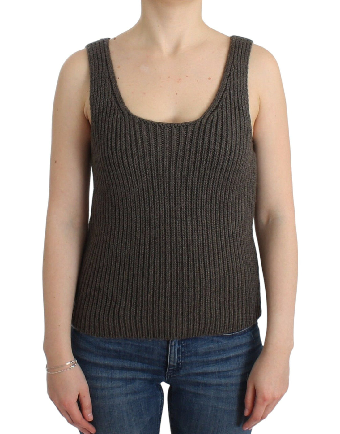Ermanno Scervino Gray Knit Top Knitted Sweater Merino Wool - Whispers Of Wisdom Clothing