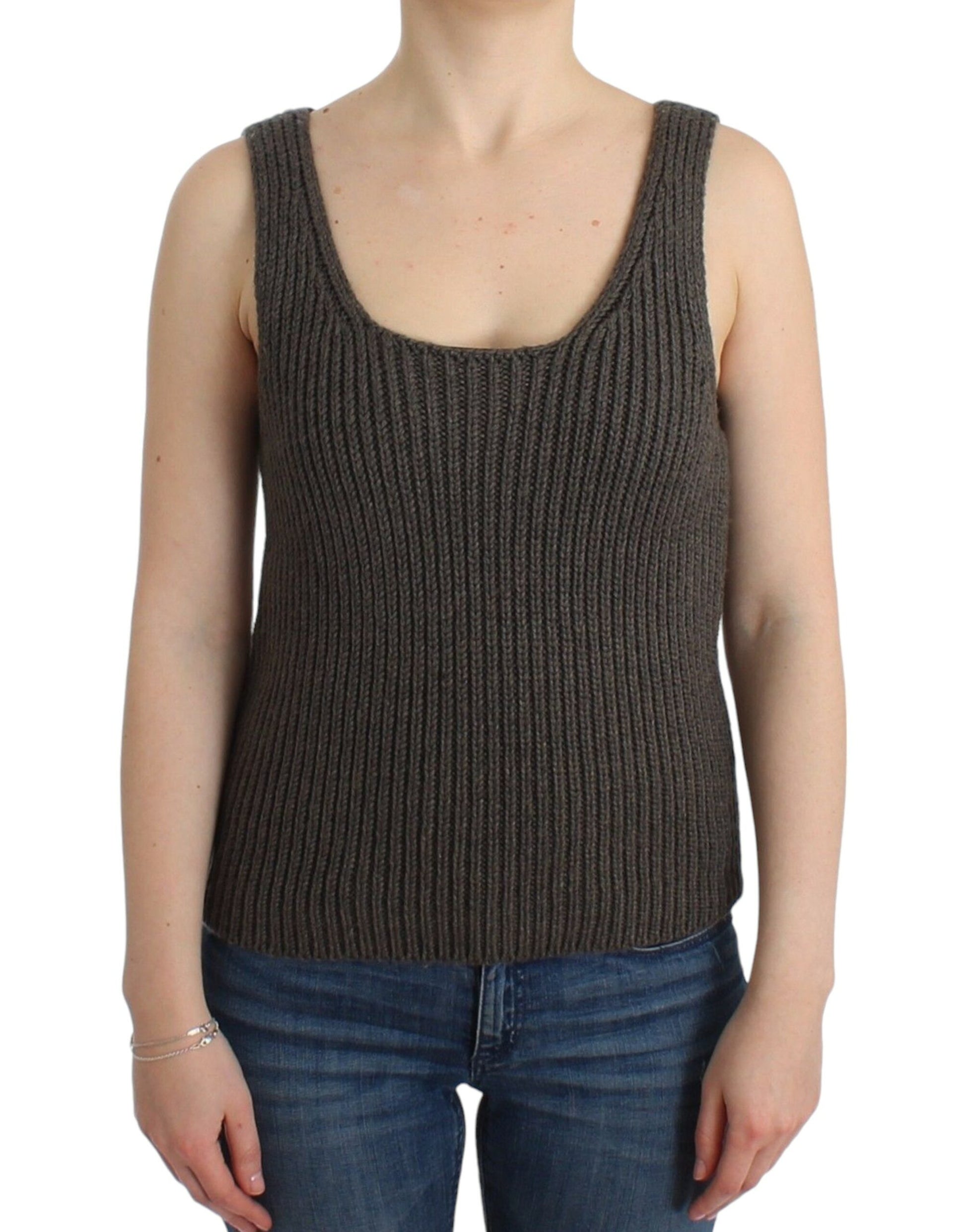 Ermanno Scervino Gray Knit Top Knitted Sweater Merino Wool - Whispers Of Wisdom Clothing