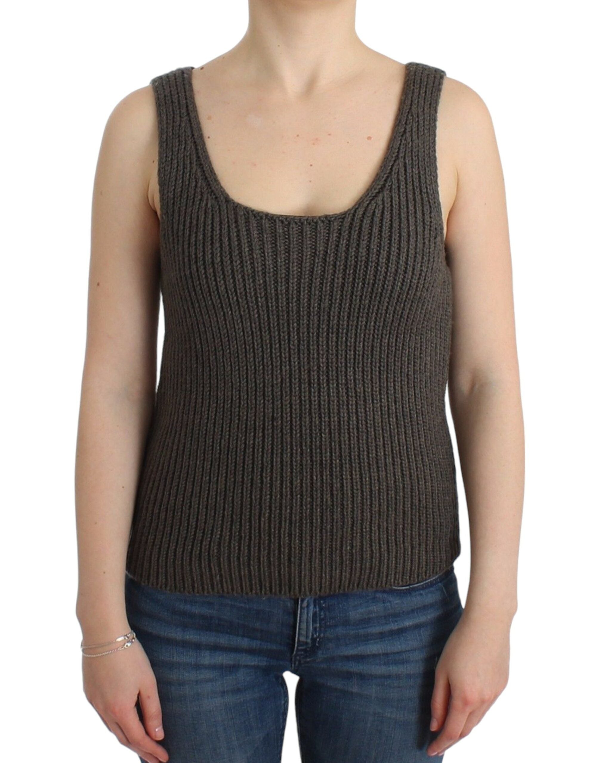 Ermanno Scervino Gray Knit Top Knitted Sweater Merino Wool - Whispers Of Wisdom Clothing