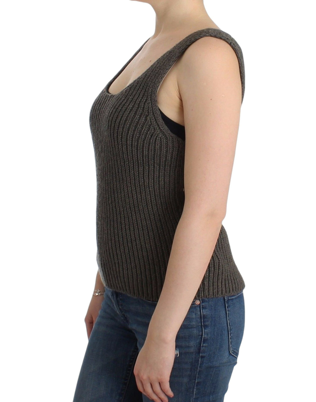 Ermanno Scervino Gray Knit Top Knitted Sweater Merino Wool - Whispers Of Wisdom Clothing