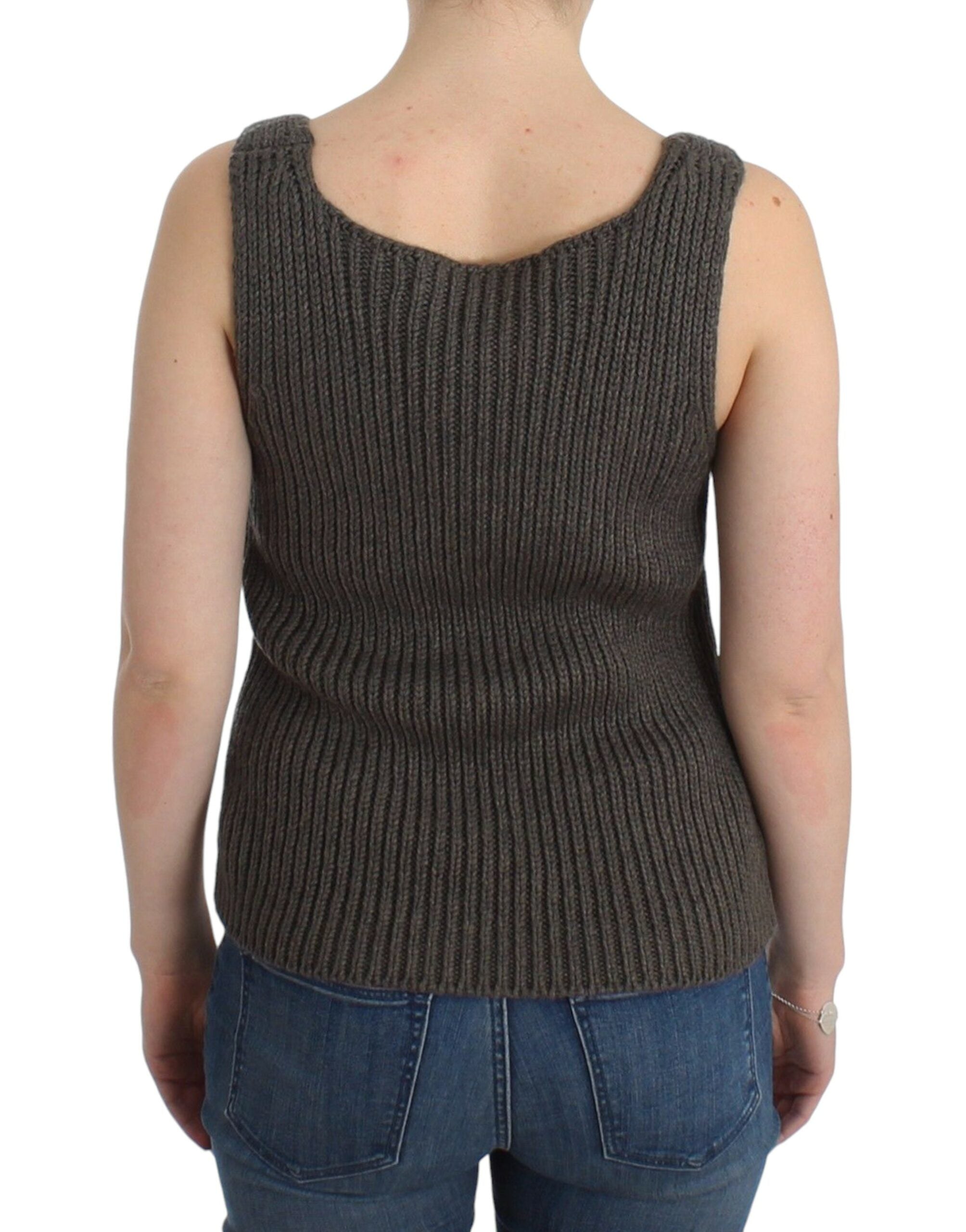 Ermanno Scervino Gray Knit Top Knitted Sweater Merino Wool - Whispers Of Wisdom Clothing