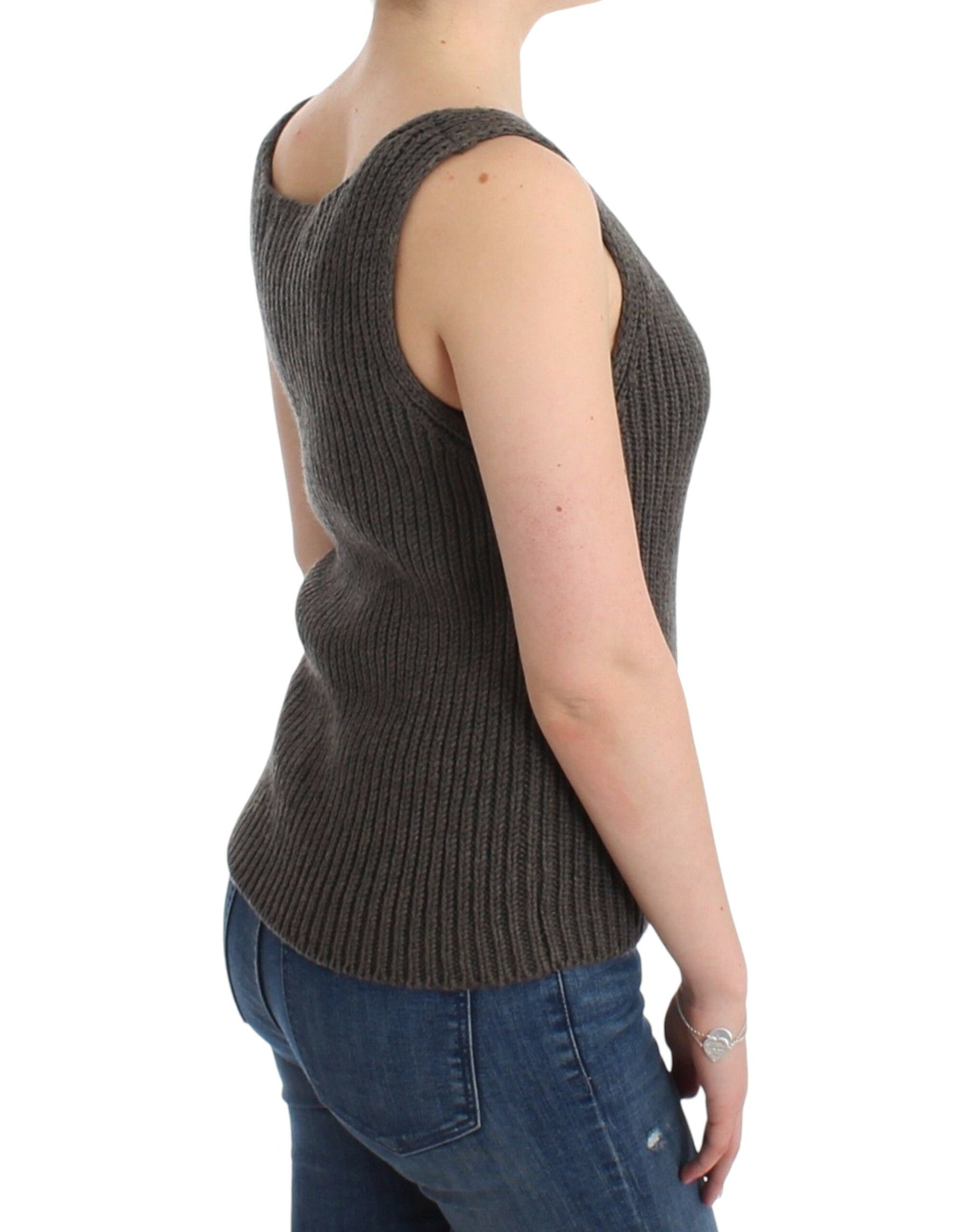 Ermanno Scervino Gray Knit Top Knitted Sweater Merino Wool - Whispers Of Wisdom Clothing
