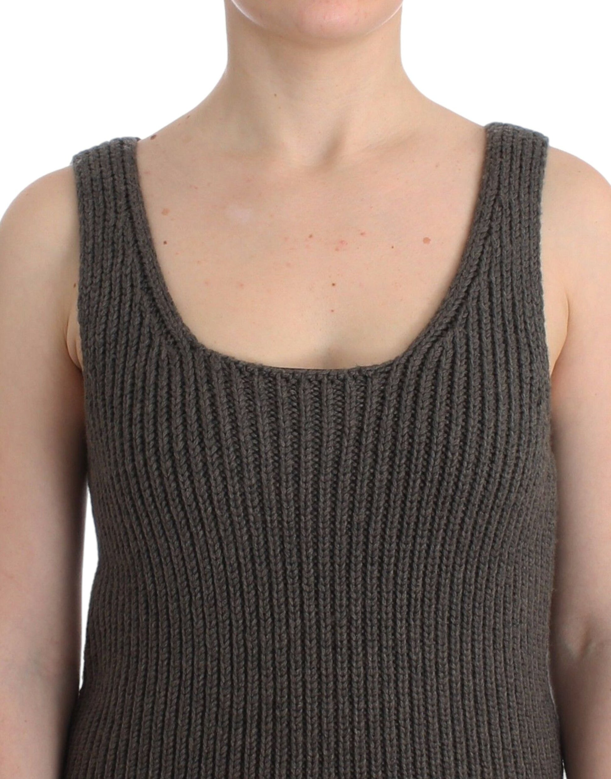 Ermanno Scervino Gray Knit Top Knitted Sweater Merino Wool - Whispers Of Wisdom Clothing