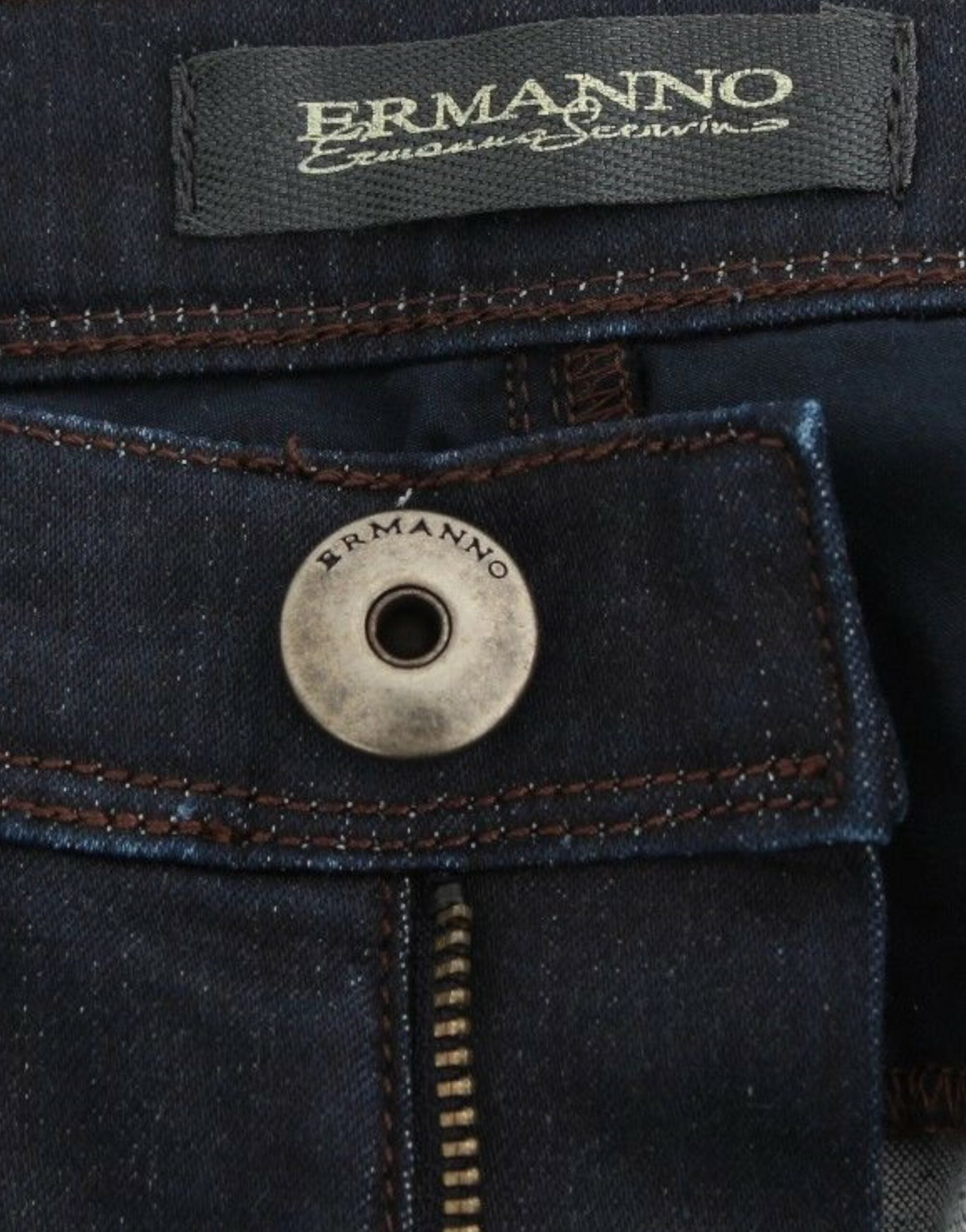 بنطلون جينز ضيق أزرق من Ermanno Scervino بقصة ضيقة ومطاطة