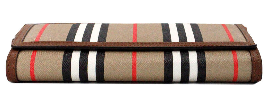 حقيبة كتف من الجلد من Burberry Hannah Icon Stripe Archive Tan من القماش الإلكتروني
