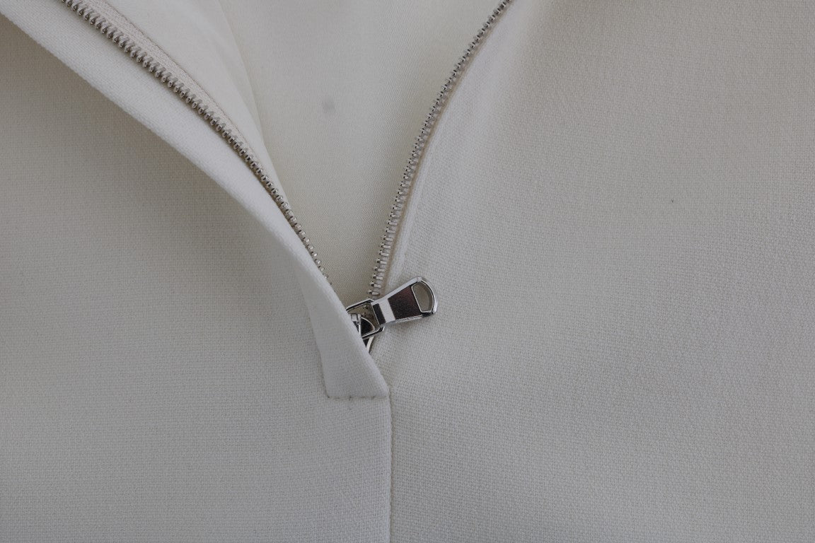 Dolce & Gabbana White Wool Stretch Brooch Shift Dress - Whispers Of Wisdom Clothing
