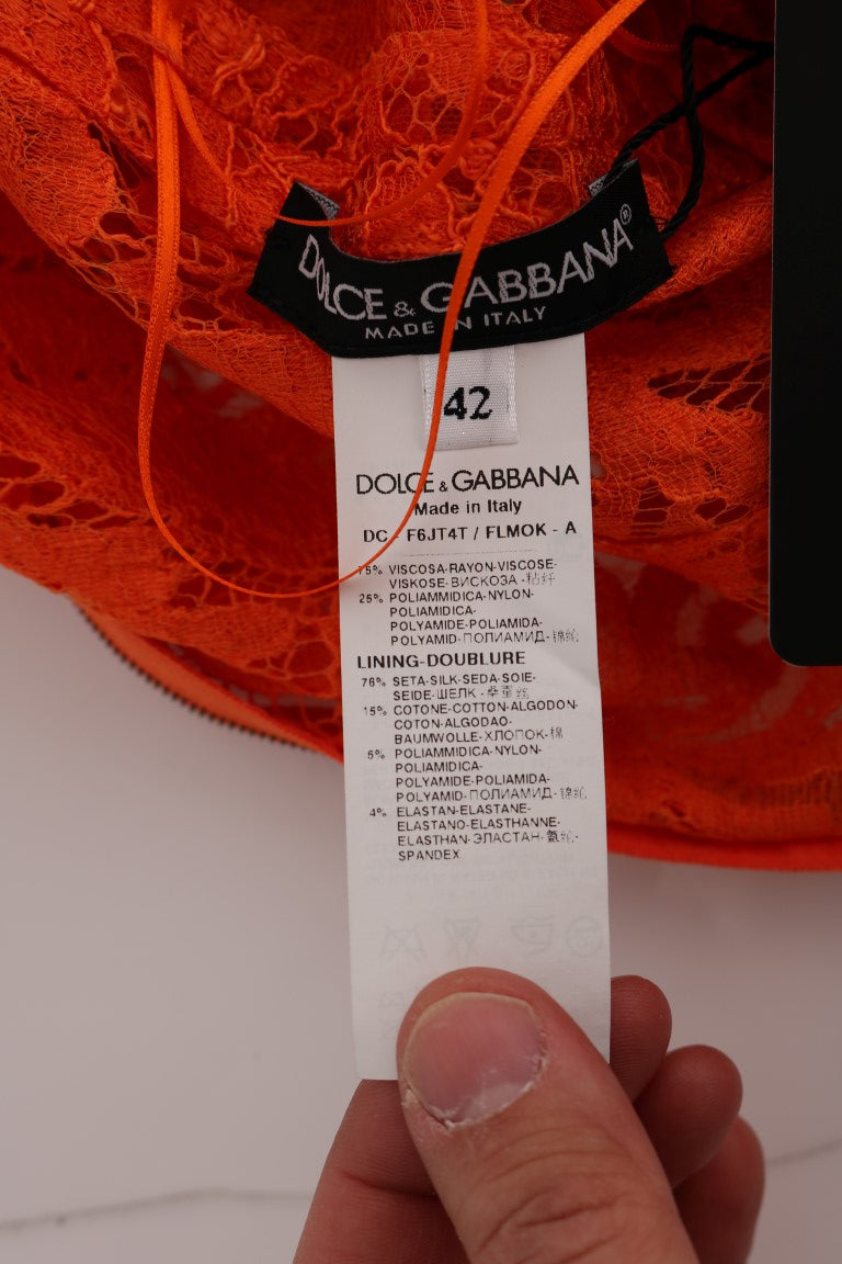 Dolce & Gabbana Orange Floral Ricamo Sheath Long Dress - Whispers Of Wisdom Clothing