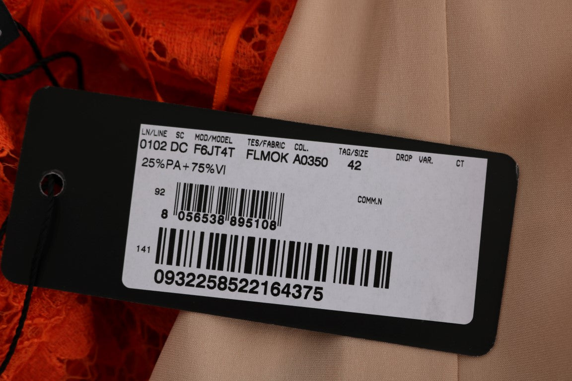 Dolce & Gabbana Orange Floral Ricamo Sheath Long Dress - Whispers Of Wisdom Clothing