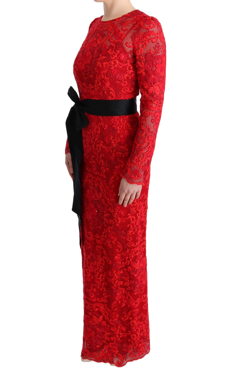 Dolce & Gabbana Red Floral Ricamo Sheath Long Dress - Whispers Of Wisdom Clothing