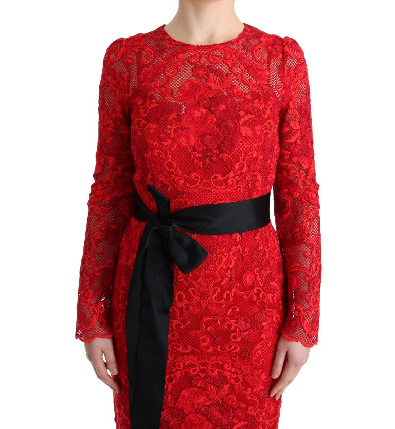 Dolce & Gabbana Red Floral Ricamo Sheath Long Dress - Whispers Of Wisdom Clothing