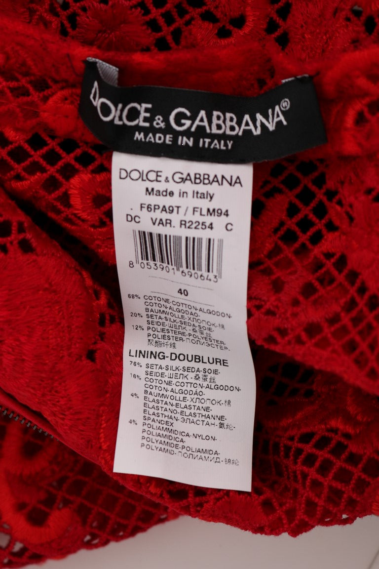 Dolce & Gabbana Red Floral Ricamo Sheath Long Dress - Whispers Of Wisdom Clothing