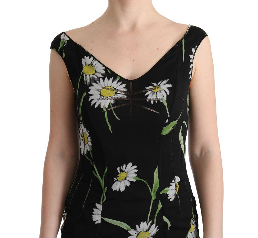 Dolce & Gabbana Sunflower Silk Stretch Sheath Dress - Whispers Of Wisdom Clothing