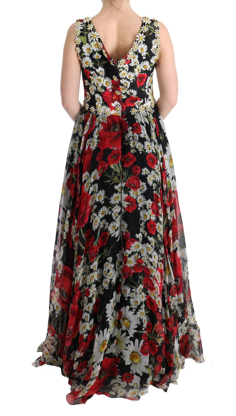 Dolce & Gabbana Multicolor Silk Floral Crystal Long Maxi Dress - Whispers Of Wisdom Clothing