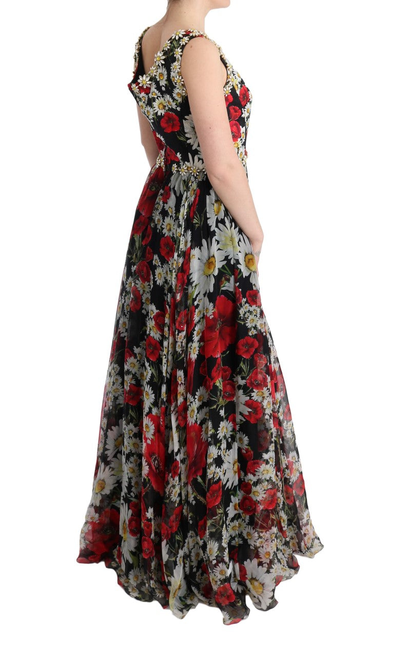 Dolce & Gabbana Multicolor Silk Floral Crystal Long Maxi Dress - Whispers Of Wisdom Clothing