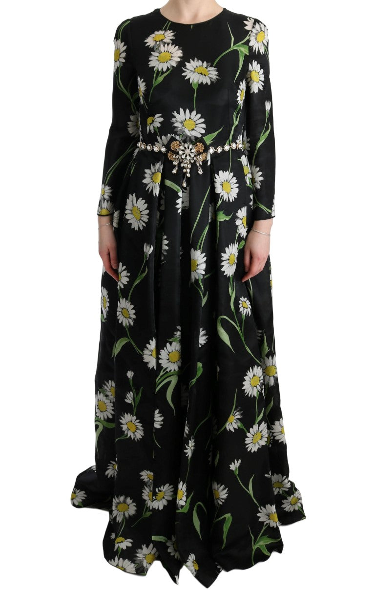 Dolce & Gabbana Multicolor Silk Sunflower Print Long Maxi Dress - Whispers Of Wisdom Clothing