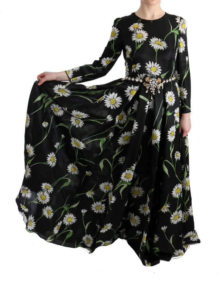 Dolce & Gabbana Multicolor Silk Sunflower Print Long Maxi Dress - Whispers Of Wisdom Clothing