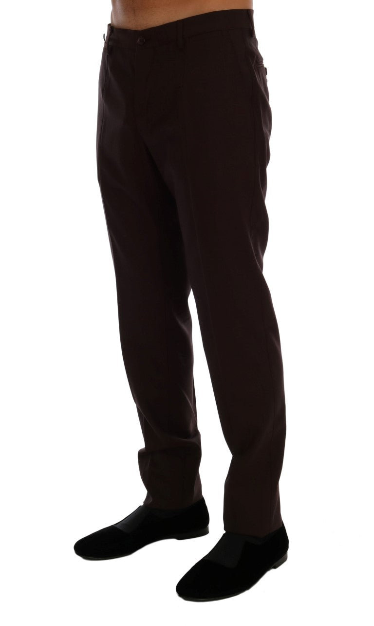 Dolce & Gabbana Purple Wool Stretch Formal Pants - Whispers Of Wisdom Clothing