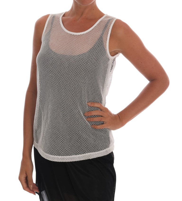 Dolce & Gabbana White Net Tank Transparent Top - Whispers Of Wisdom Clothing