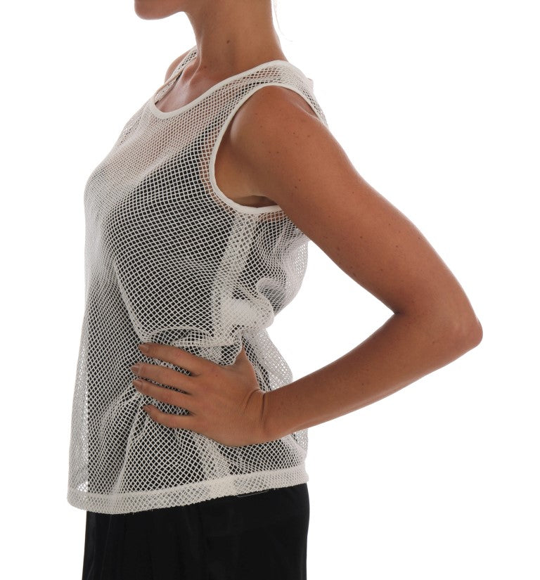 Dolce & Gabbana White Net Tank Transparent Top - Whispers Of Wisdom Clothing