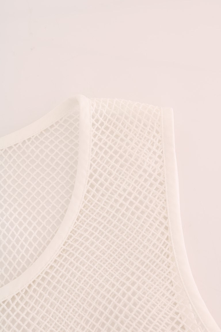 Dolce & Gabbana White Net Tank Transparent Top - Whispers Of Wisdom Clothing