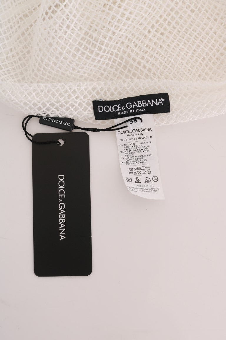 Dolce & Gabbana White Net Tank Transparent Top - Whispers Of Wisdom Clothing