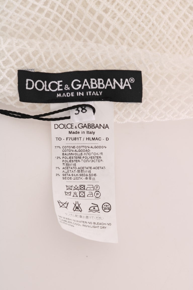 Dolce & Gabbana White Net Tank Transparent Top - Whispers Of Wisdom Clothing