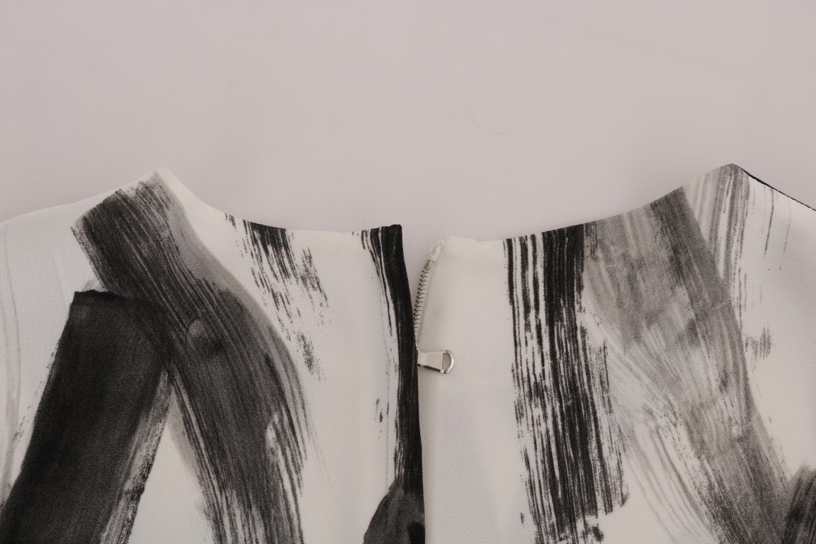 Dolce & Gabbana White Black Striped Printed Blouse Top - Whispers Of Wisdom Clothing