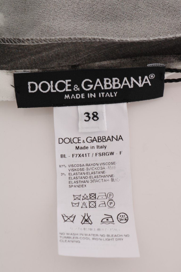 Dolce & Gabbana White Black Striped Printed Blouse Top - Whispers Of Wisdom Clothing