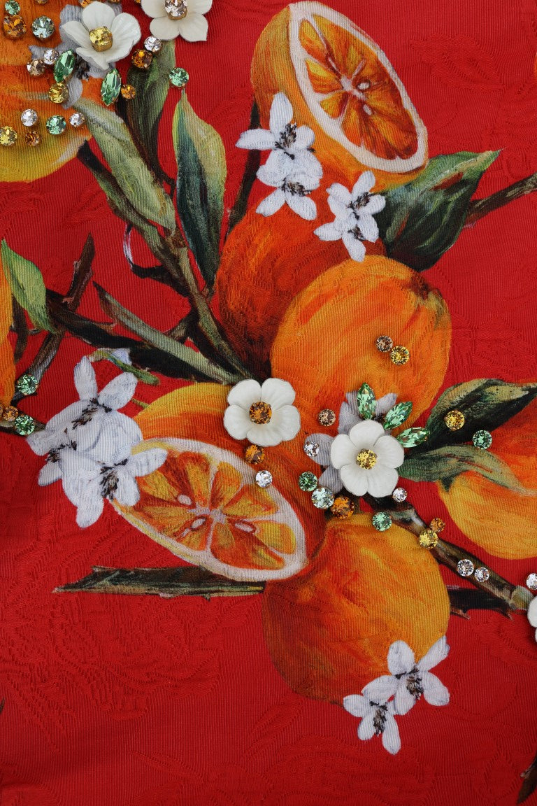 Dolce & Gabbana Orange Print Crystal-Embellished Blouse - Whispers Of Wisdom Clothing