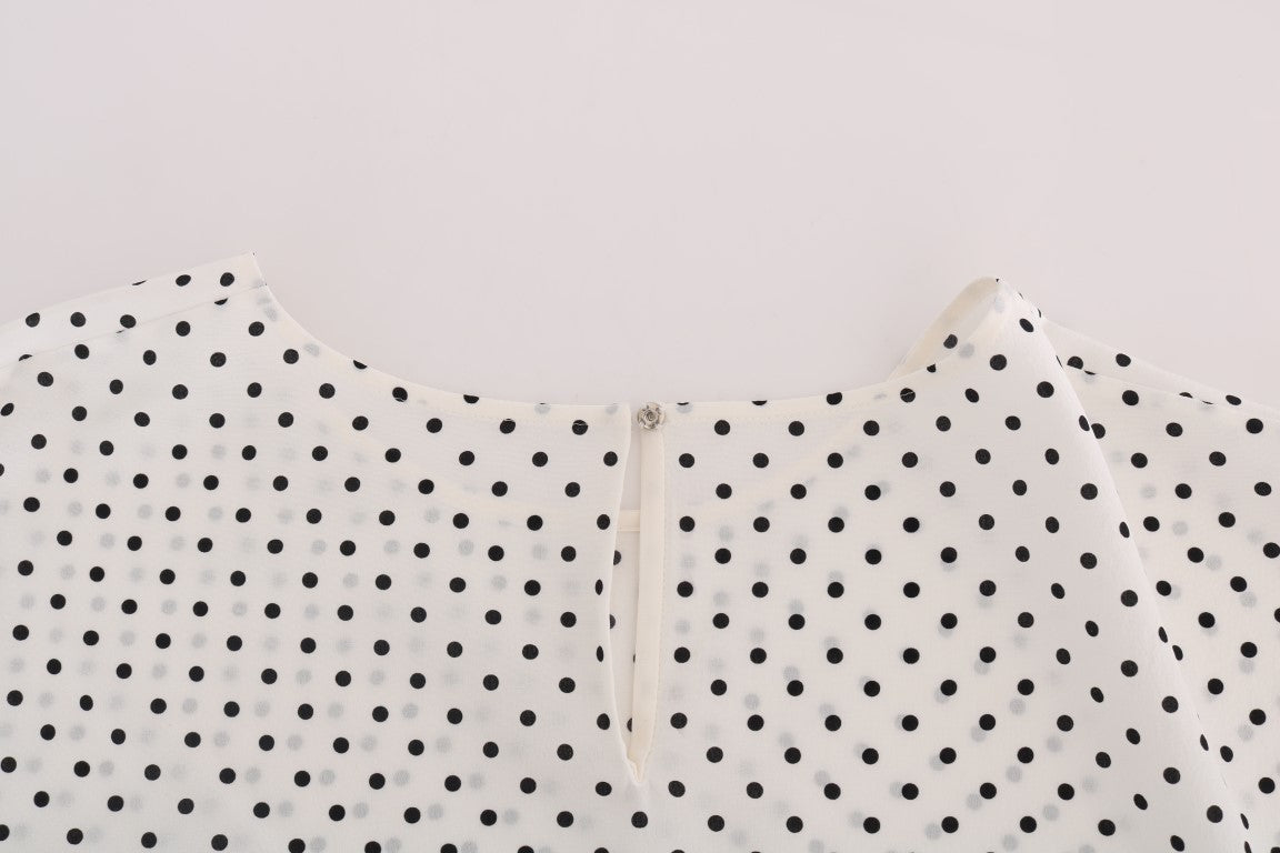 Dolce & Gabbana White Polka Dotted Silk T-shirt Top - Whispers Of Wisdom Clothing