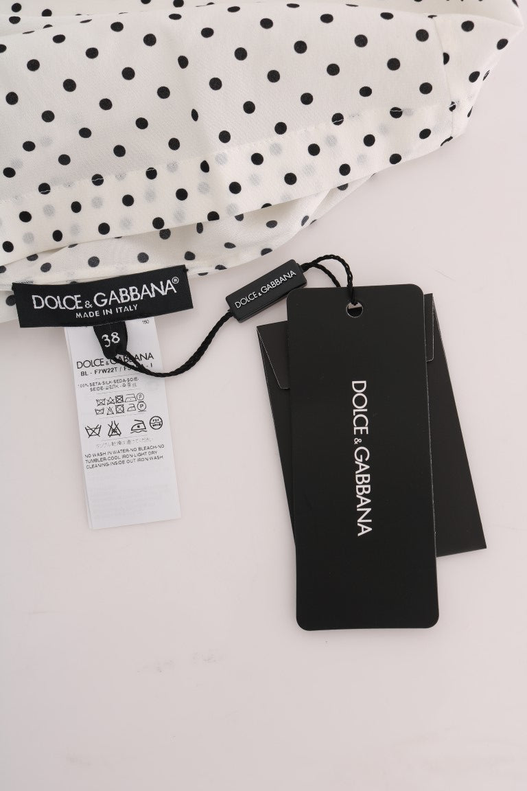Dolce & Gabbana White Polka Dotted Silk T-shirt Top - Whispers Of Wisdom Clothing