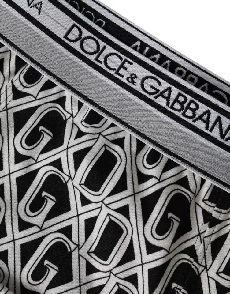 ملابس داخلية رجالية لركوب الدراجات من القطن المرن بشعار DG باللونين الأسود والأبيض من Dolce &amp; Gabbana