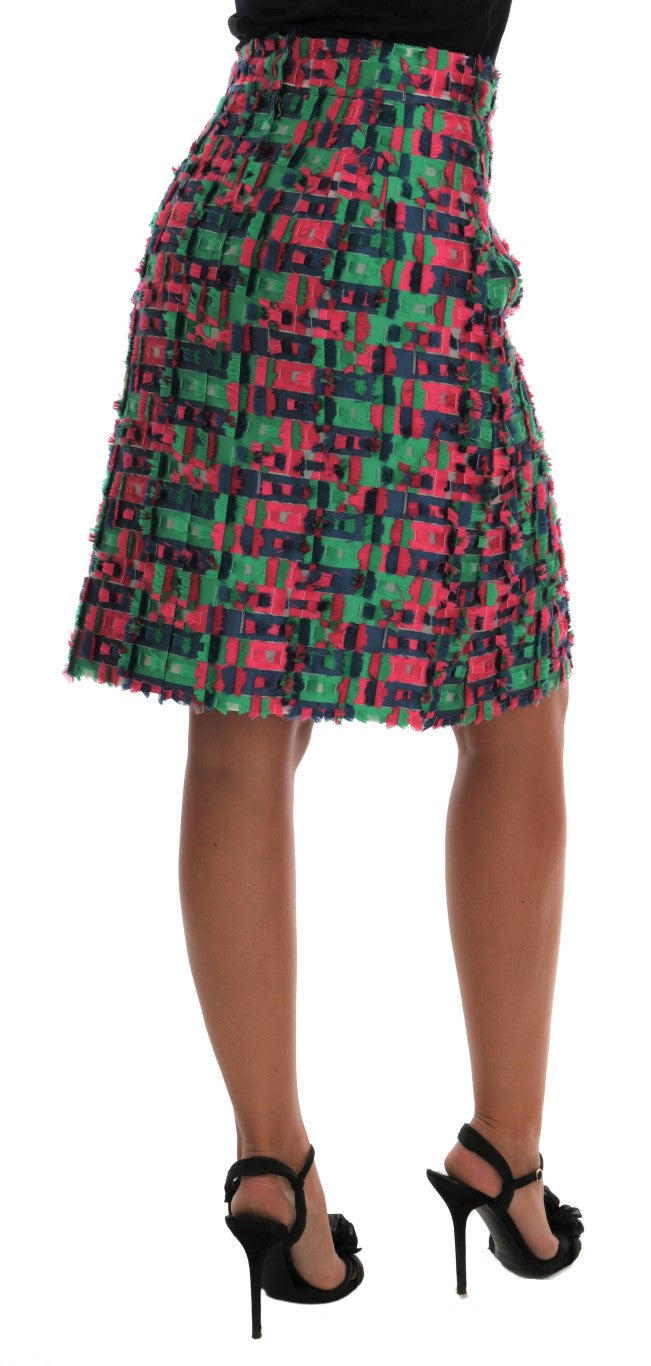 Dolce & Gabbana Pink Green Jacquard Pencil Skirt - Whispers Of Wisdom Clothing