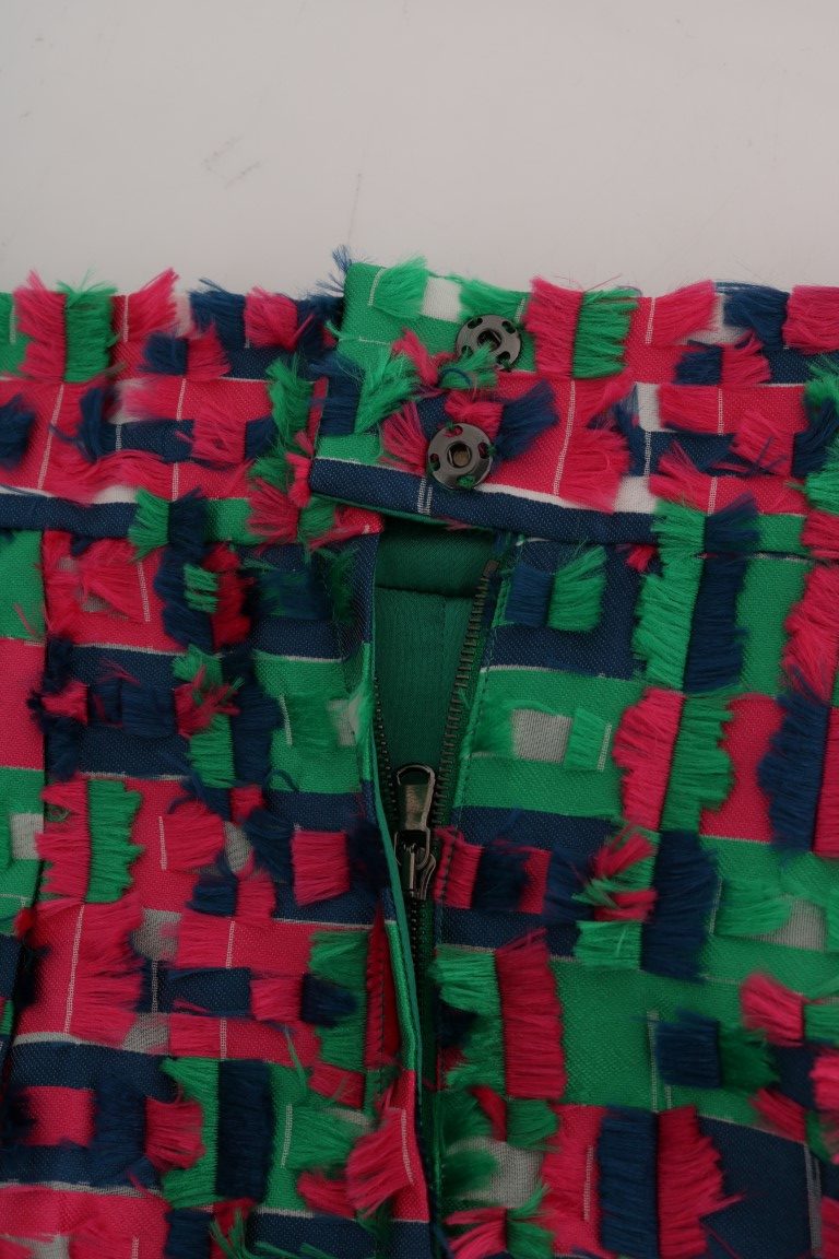 Dolce & Gabbana Pink Green Jacquard Pencil Skirt - Whispers Of Wisdom Clothing