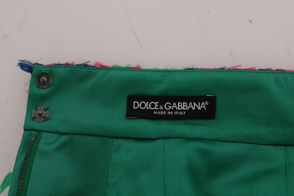 Dolce & Gabbana Pink Green Jacquard Pencil Skirt - Whispers Of Wisdom Clothing