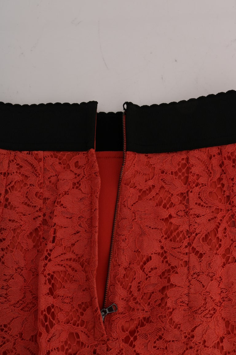 Dolce & Gabbana Orange Macramé Lace Pencil Skirt - Whispers Of Wisdom Clothing