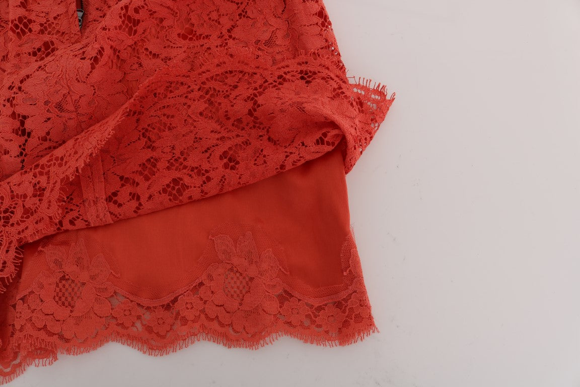Dolce & Gabbana Orange Macramé Lace Pencil Skirt - Whispers Of Wisdom Clothing