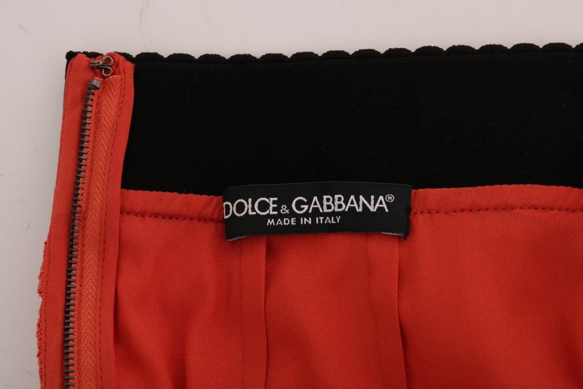 Dolce & Gabbana Orange Macramé Lace Pencil Skirt - Whispers Of Wisdom Clothing