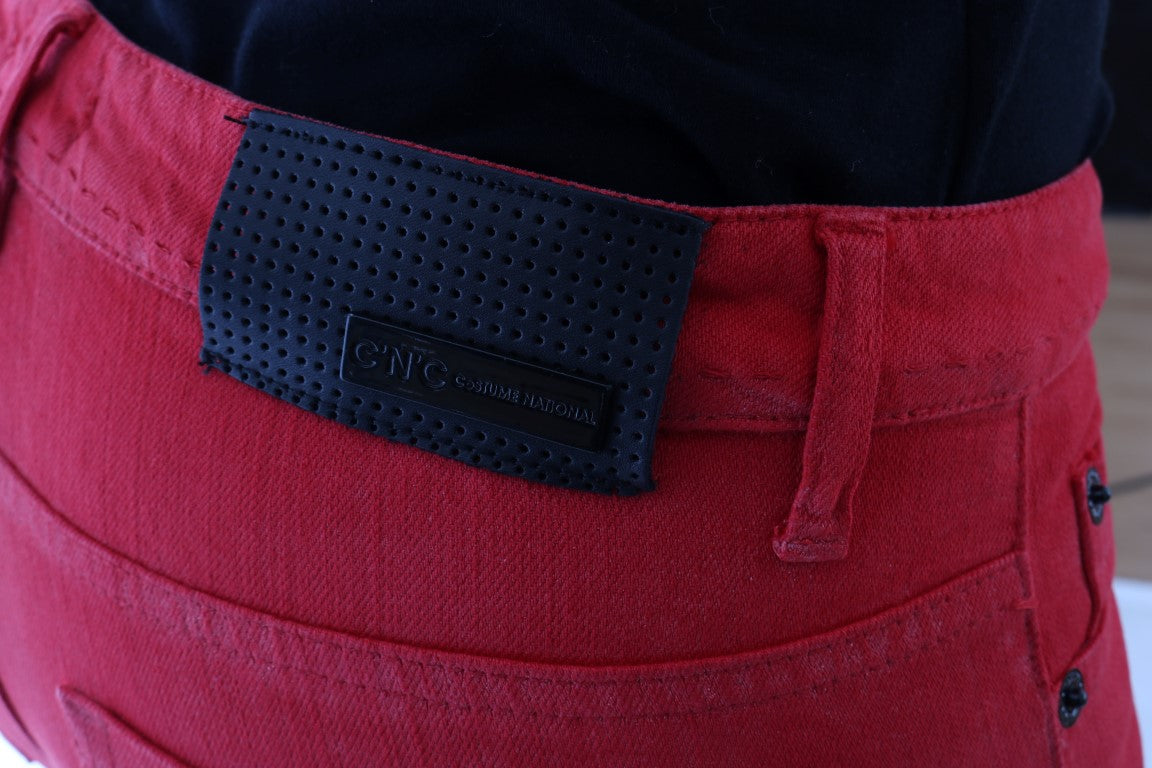 Costume National Red Cotton Stretch Slim Jeans - Whispers Of Wisdom Clothing